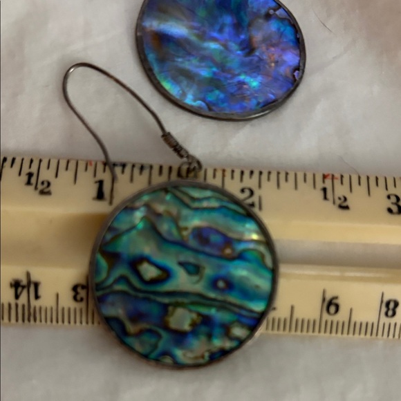 Large Vintage Abalone Shell Earrings - Picture 5 of 6